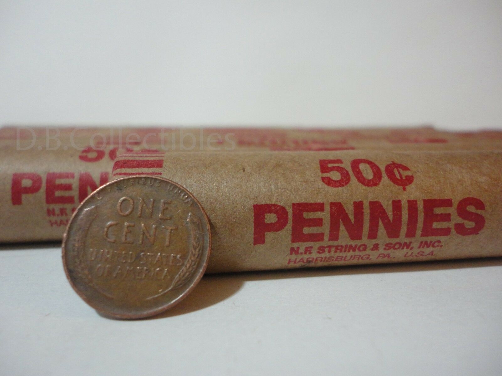 Roll Of 1909-1958 Wheat Pennies - 50 Penny Cent Unopened Unsearched Coins