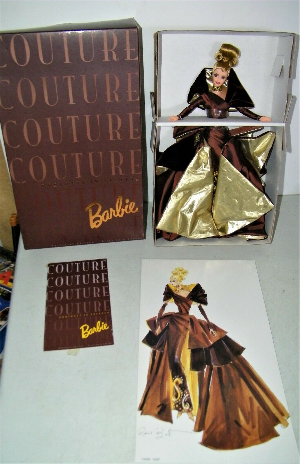 Portrait In Taffeta Barbie Doll 1996 Couture Collection 15528 Mattel Box Stand