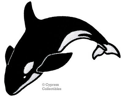 Killer Whale Embroidered Patch Iron-on Orcinus Orca Applique Blackfish Ocean New