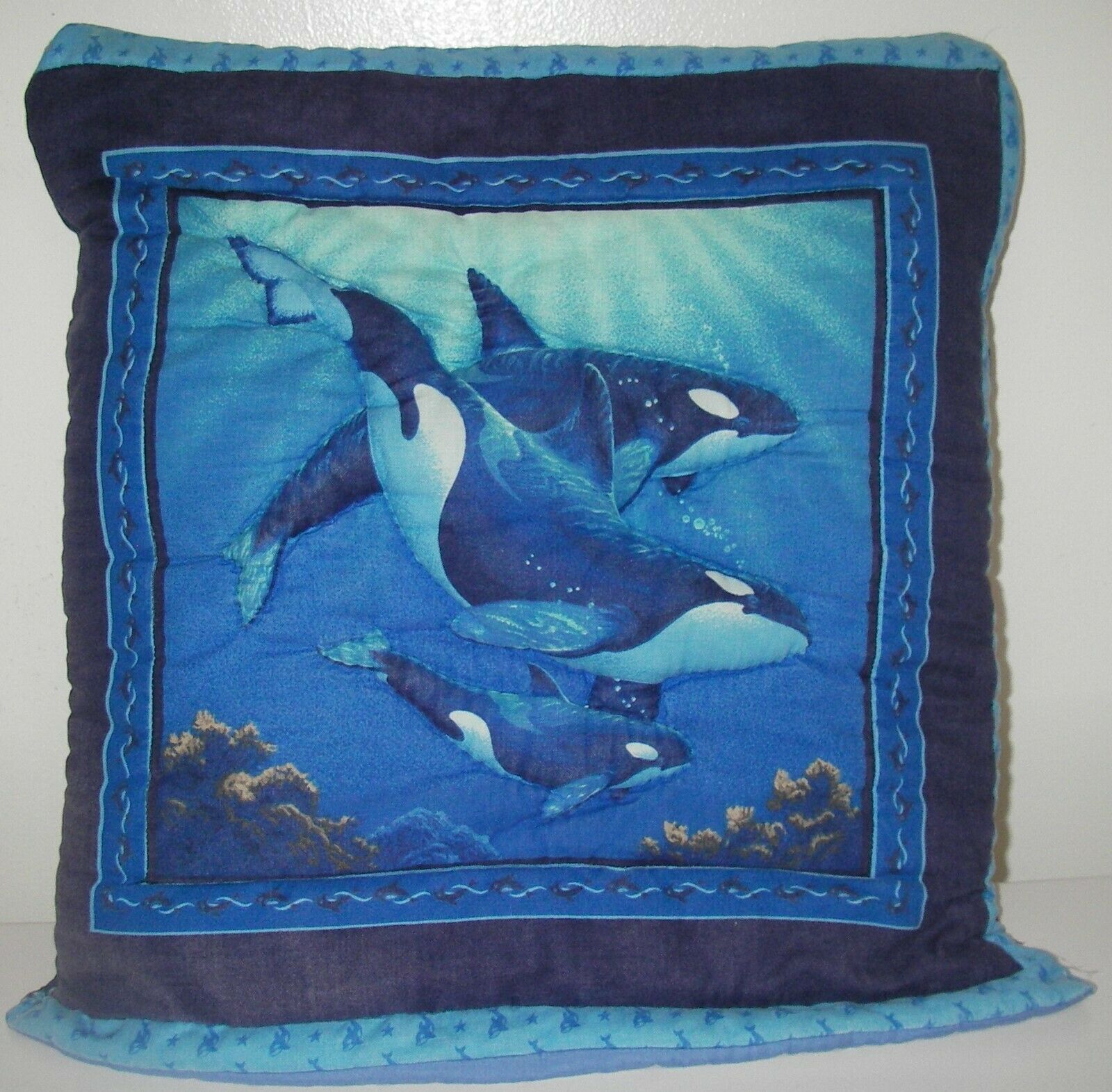 Quillow Dolphin Whales Quilt Blanket Throw That Folds Up Into Pillow 42x72