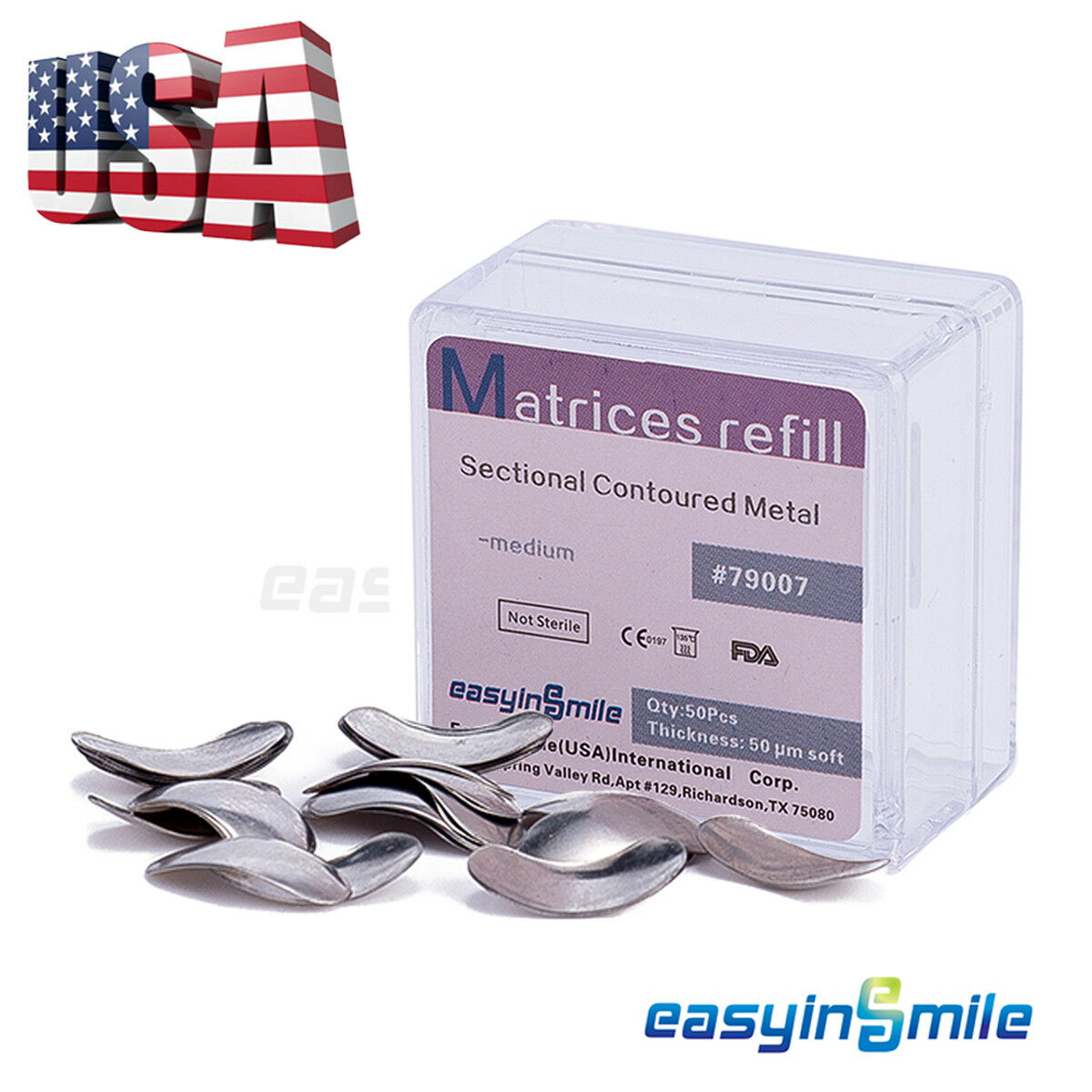 50pc Dental Metal Matrices Sectional Contoured Matrix Refill Package S/m/l [usa]