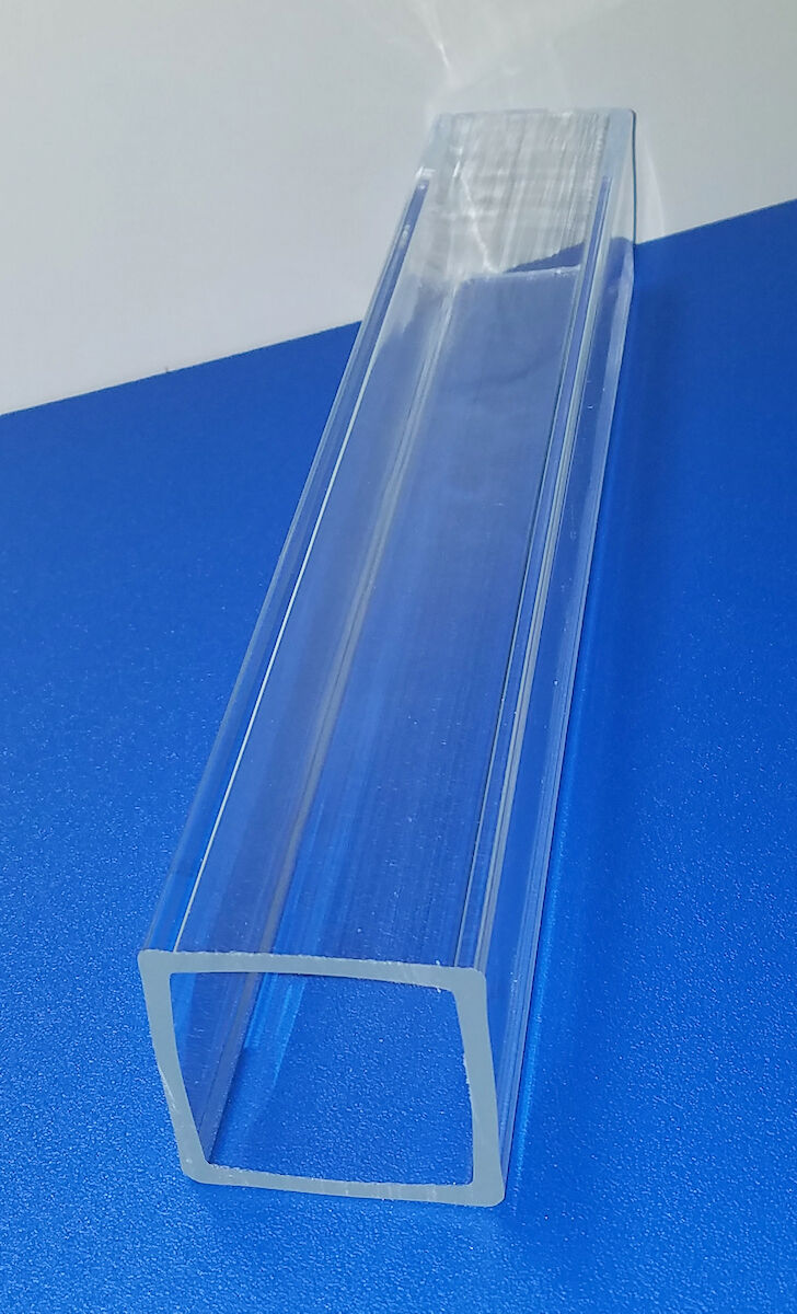 2" Od X 1 3/4" Id X 18" Inch Long Square Clear Acrylic Plexiglass Lucite Tube