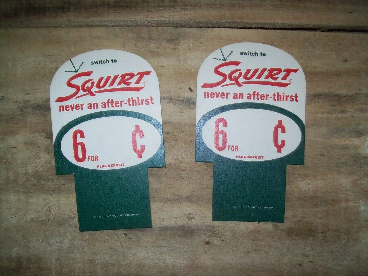 Vintage 2 Rare Nos 1956 Squirt Soda Pop Shelf Price Advertising Sign Oil Gas