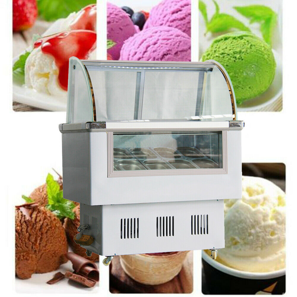 10 Pan Hard Ice Cream Display Cabinet 136l Cabinet Freezer Us Stock