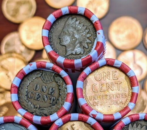 Indian Head And Bu Cent W/ Wheat Penny Coin Roll - Old Us Small Cent Coin Lot
