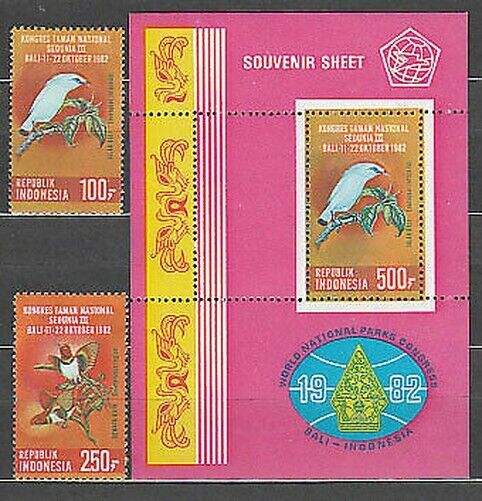 Indonesia - Mail 1982 Yvert 969/70 + Hb 46 Mnh Wildlife Birds