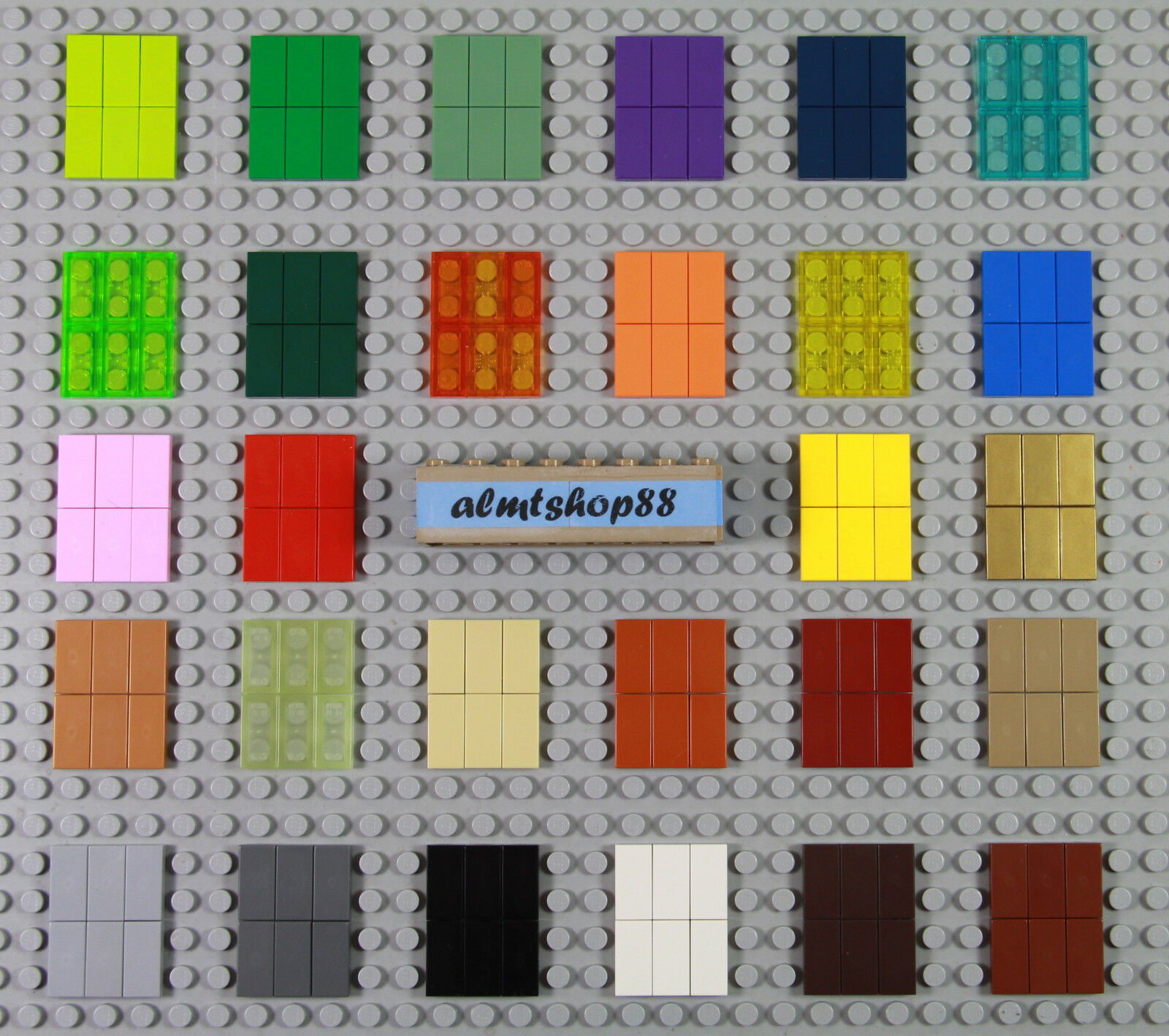 Lego - 1x2 Tiles - Pick Your Colors - Finishing Plate Smooth Flats Plain Bulk