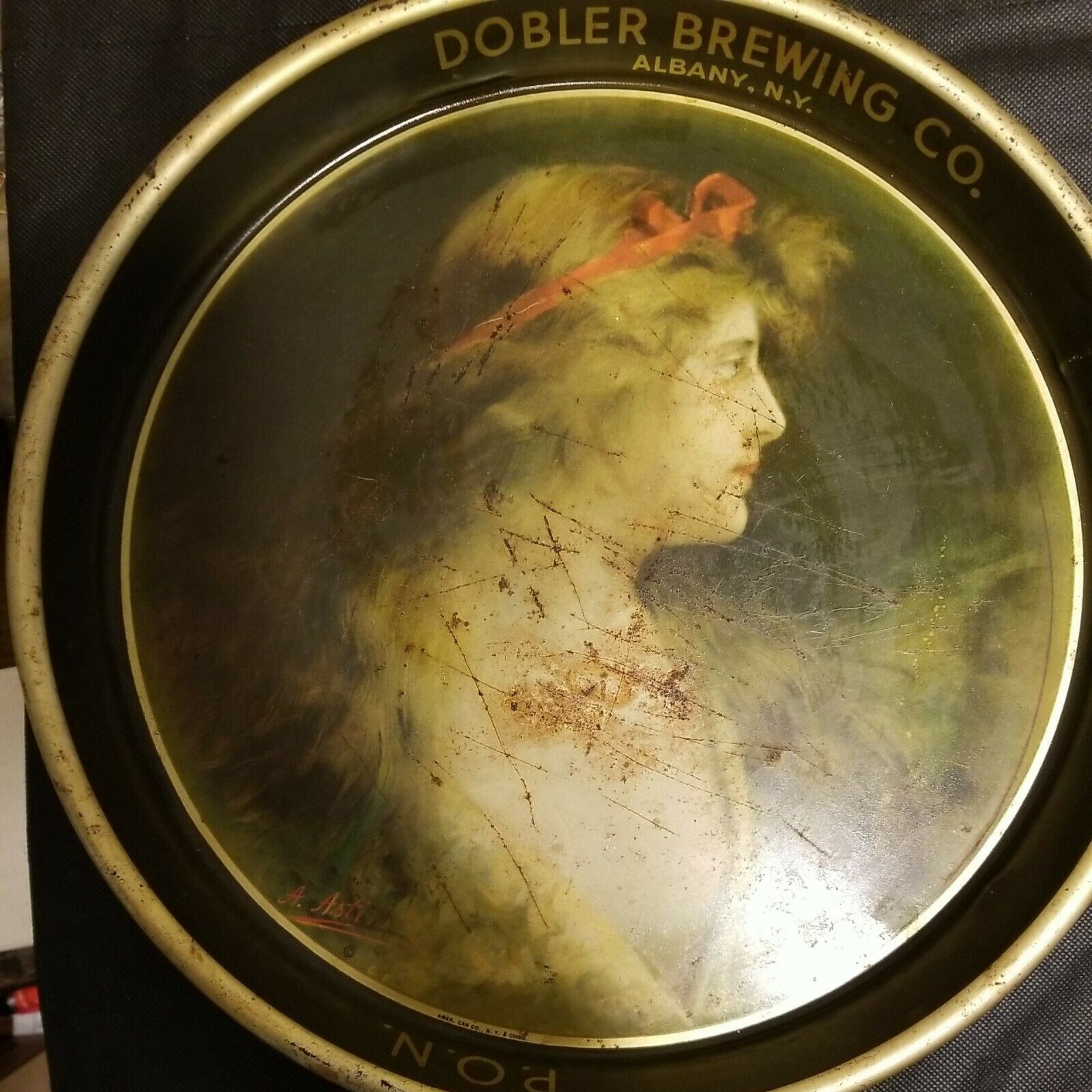 Vintage Dobler Brewing Co. Albany, N. Y. Beer Tray, 13 1/4" In Diameter
