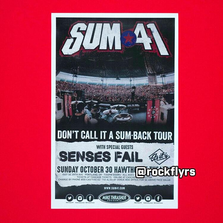 Sum 41 2016 Original 11x17 Concert Promo Street Poster. Portland Oregon.
