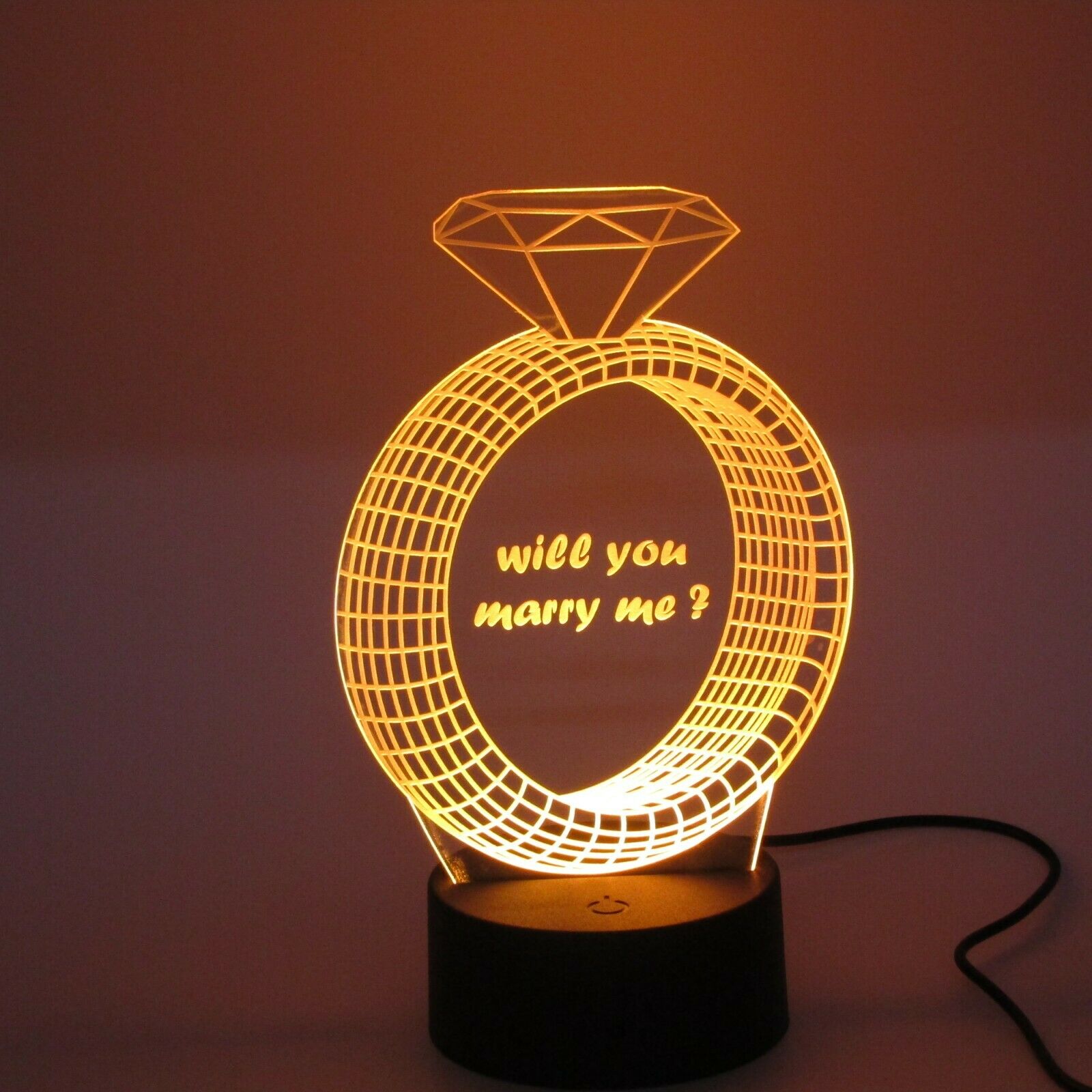 Engagement Ring Personalized 3d Night Light. Anniversary Gifts For Couples