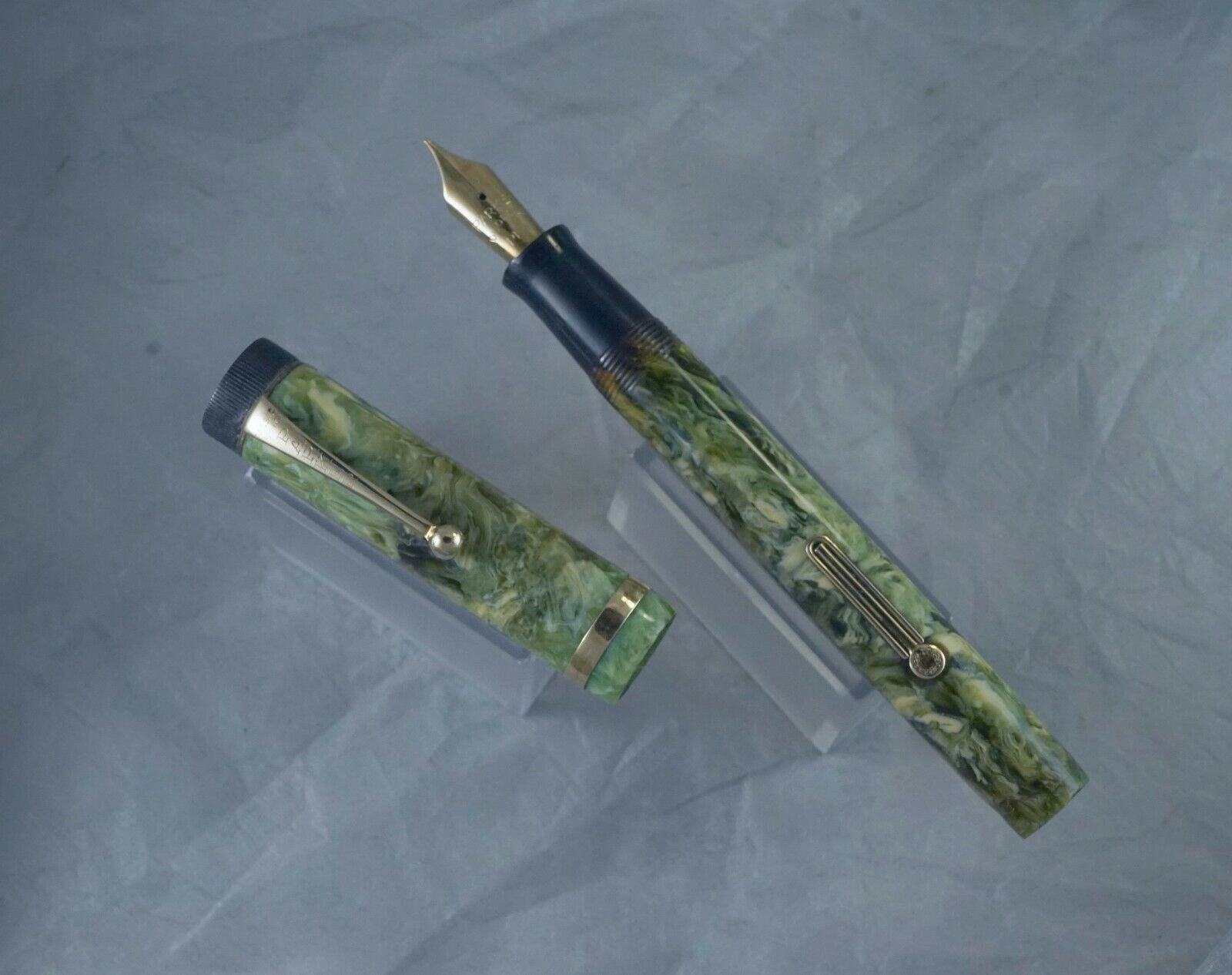 "franken-fold" Flattop Fountain Pen, 14k Parker Duofold Nib, Vintage, Restored