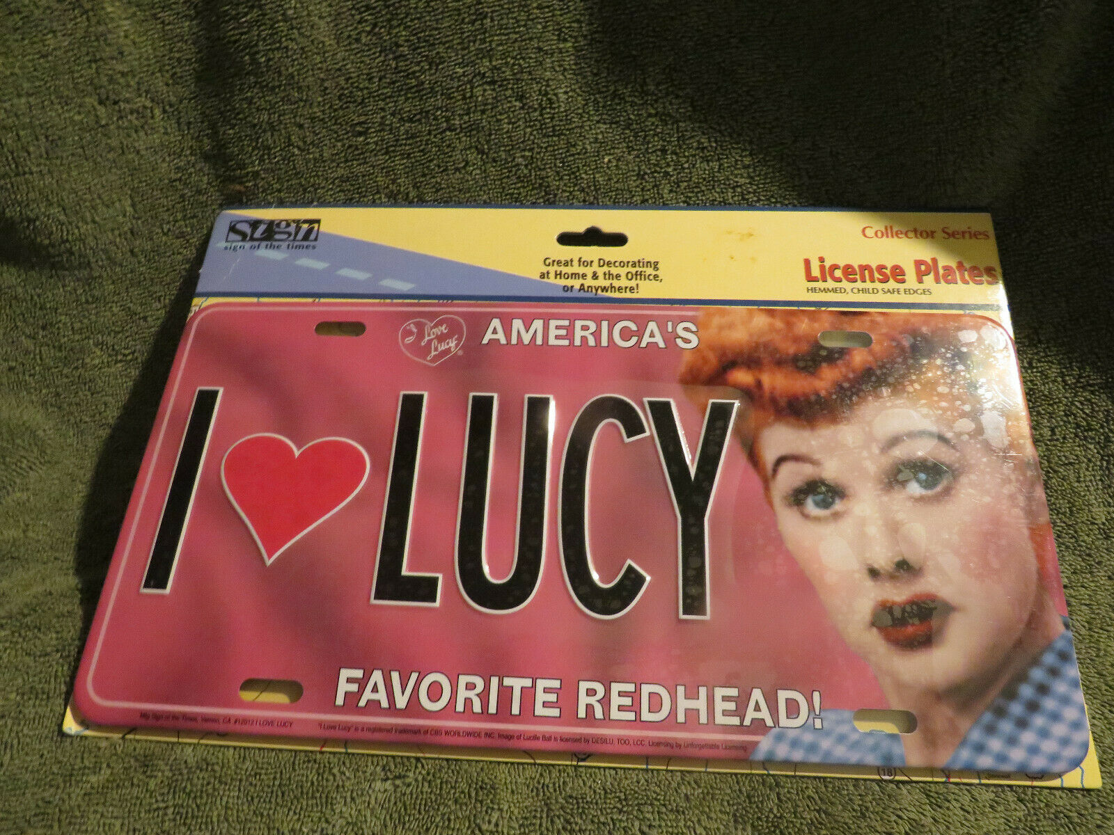 Collector Series License Plate~"i Love Lucy" America's Favorite Redhead