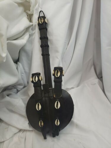 Sale!-vintage Primitive Handmade Banjo-guitar-coconut Wood-leather-shell-antique
