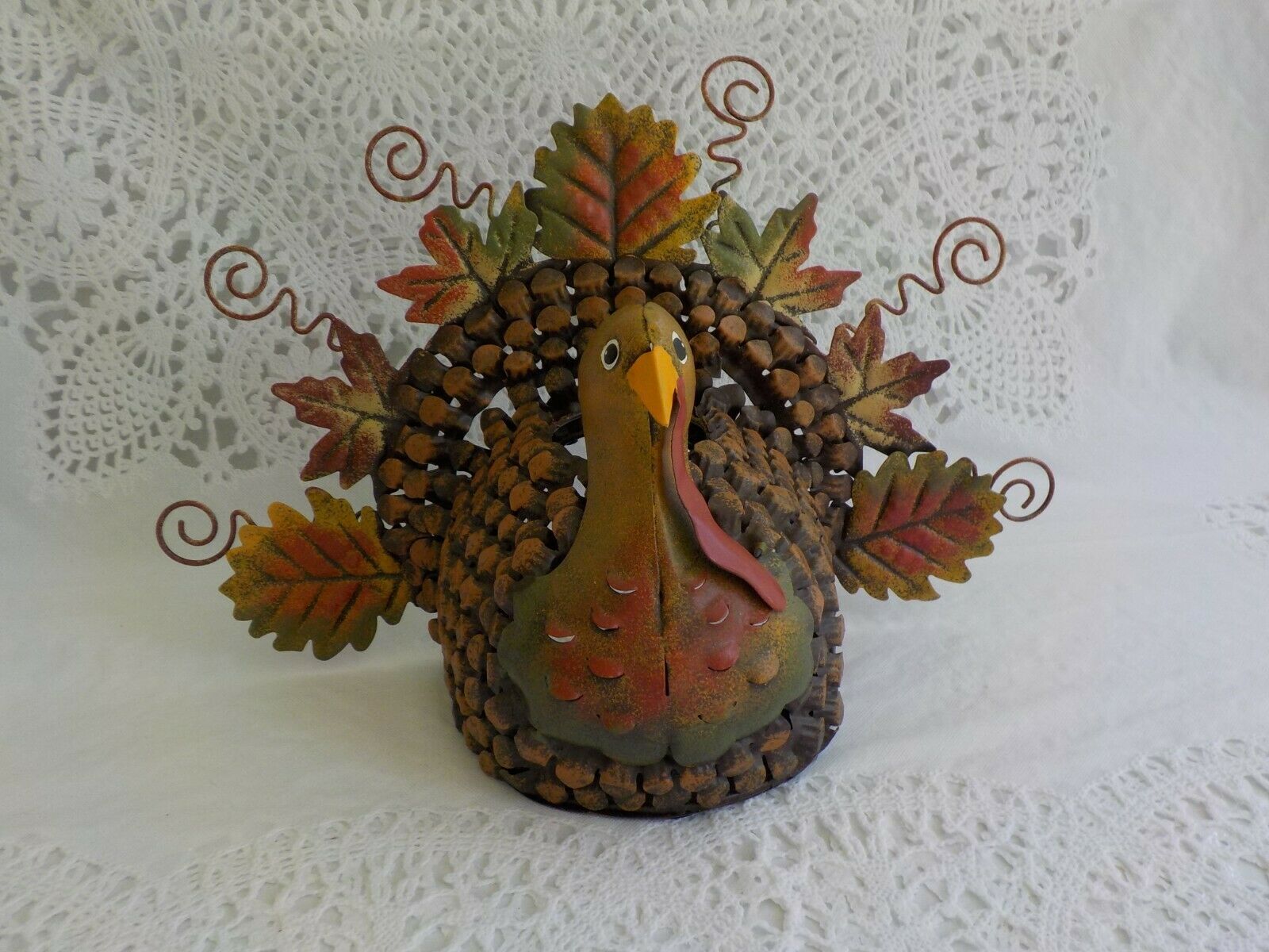 Metal Turkey Tealight Candle Holder  Total 1 Pinecone Brown Flawed