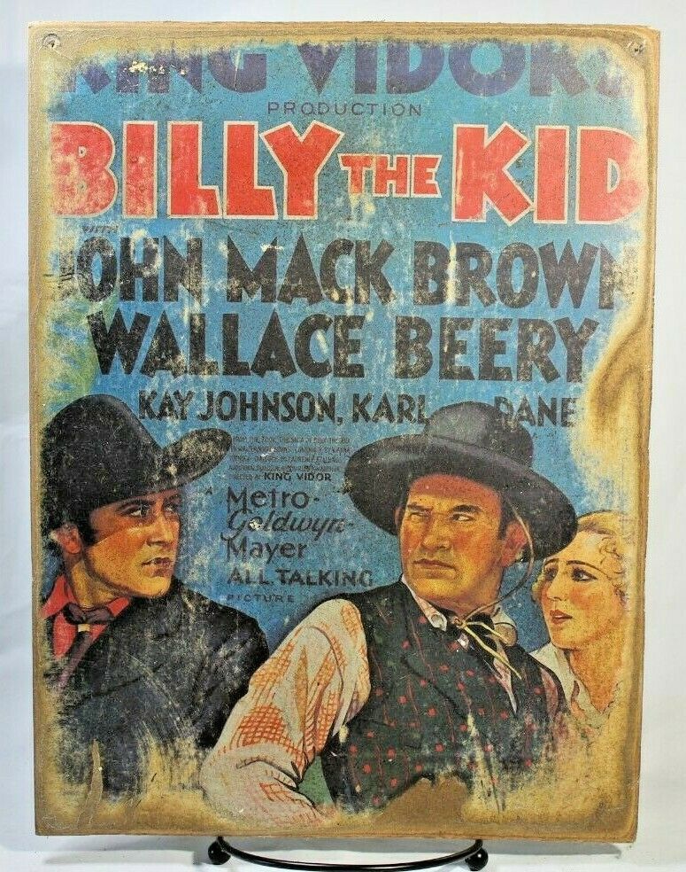 Billy Ther Kid Johnny Mack Brown Poster Handmade Vintage Wood Sign