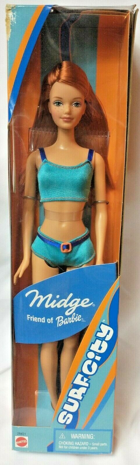 2000 Mattel Surf City Midge Friend Of Barbie #28421 Blue Swimsuit
