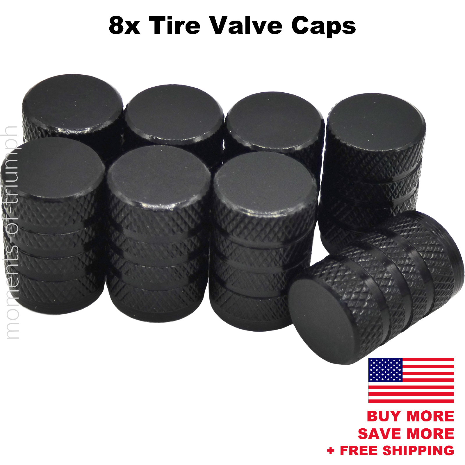 8x Universal Tire Valve Stem Caps For Car, Truck Standard Fitting (black)