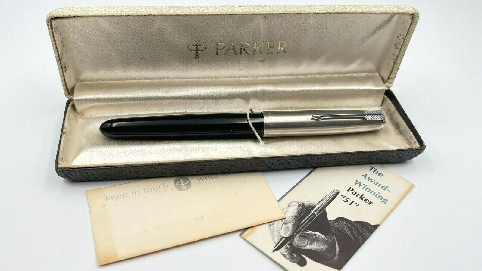 Uncommon Vintage C1960 Parker 51 Black Lustraloy Cartridge Fill Fountain Pen