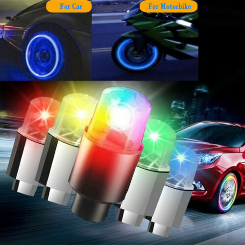 4/8x Led Wheels Tire Air Valve Stem Caps Blue/red Neon Light For Car Motor Bike