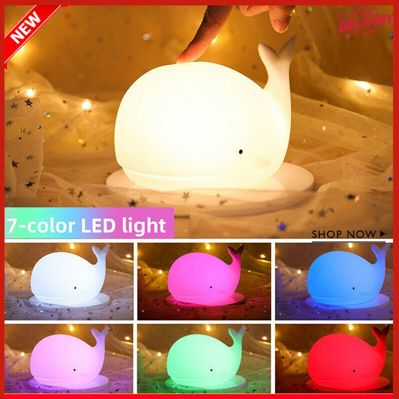 Silicone Whale Lamp Children's Night Light Led Bedroom Decor Usb Table Kids Lamp