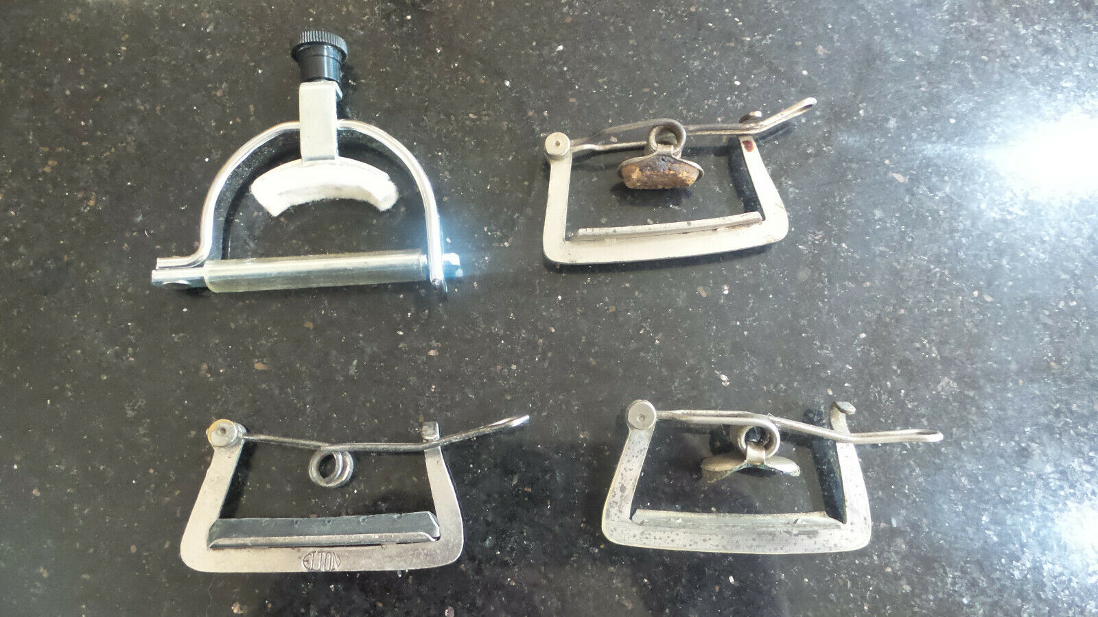 Group Collection Of 4 Vintage Guitar Capo's, 3 Very Early Models.