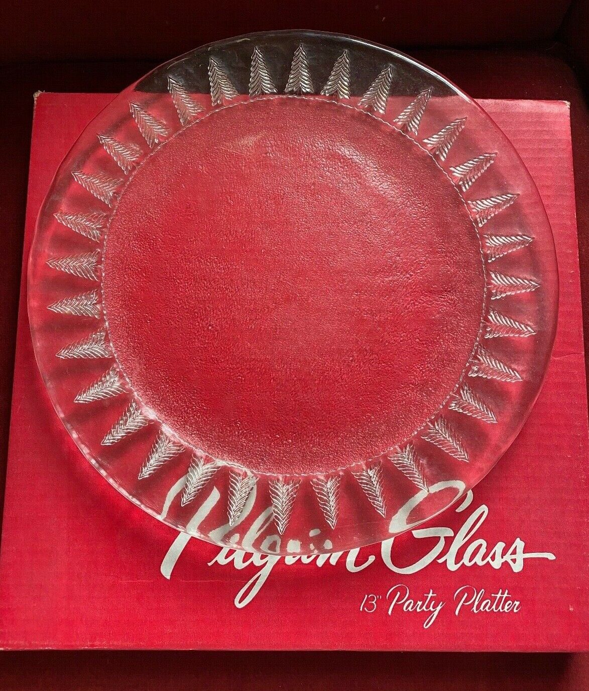 Pilgrim Glass-- Tree Serving Plate Platter Clear 13” -- New Vtg