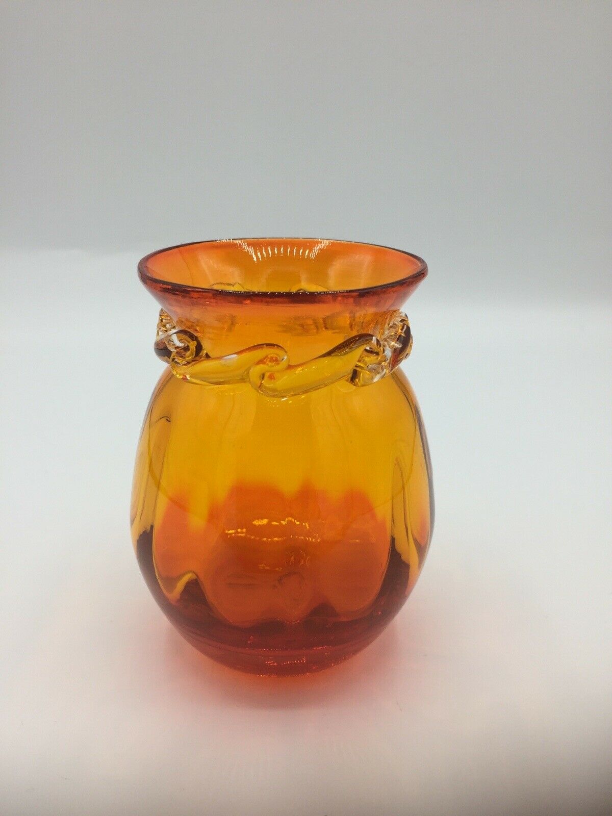Small Pilgrim Blown Glass Amberina Vase, Orange