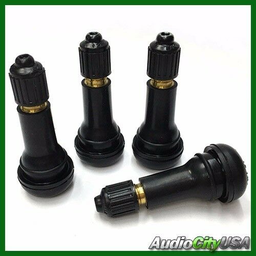 👍 1 Set Of 4 Pcs Tr413 Snap-in Tire Valve Stems With Caps Black Rubber
