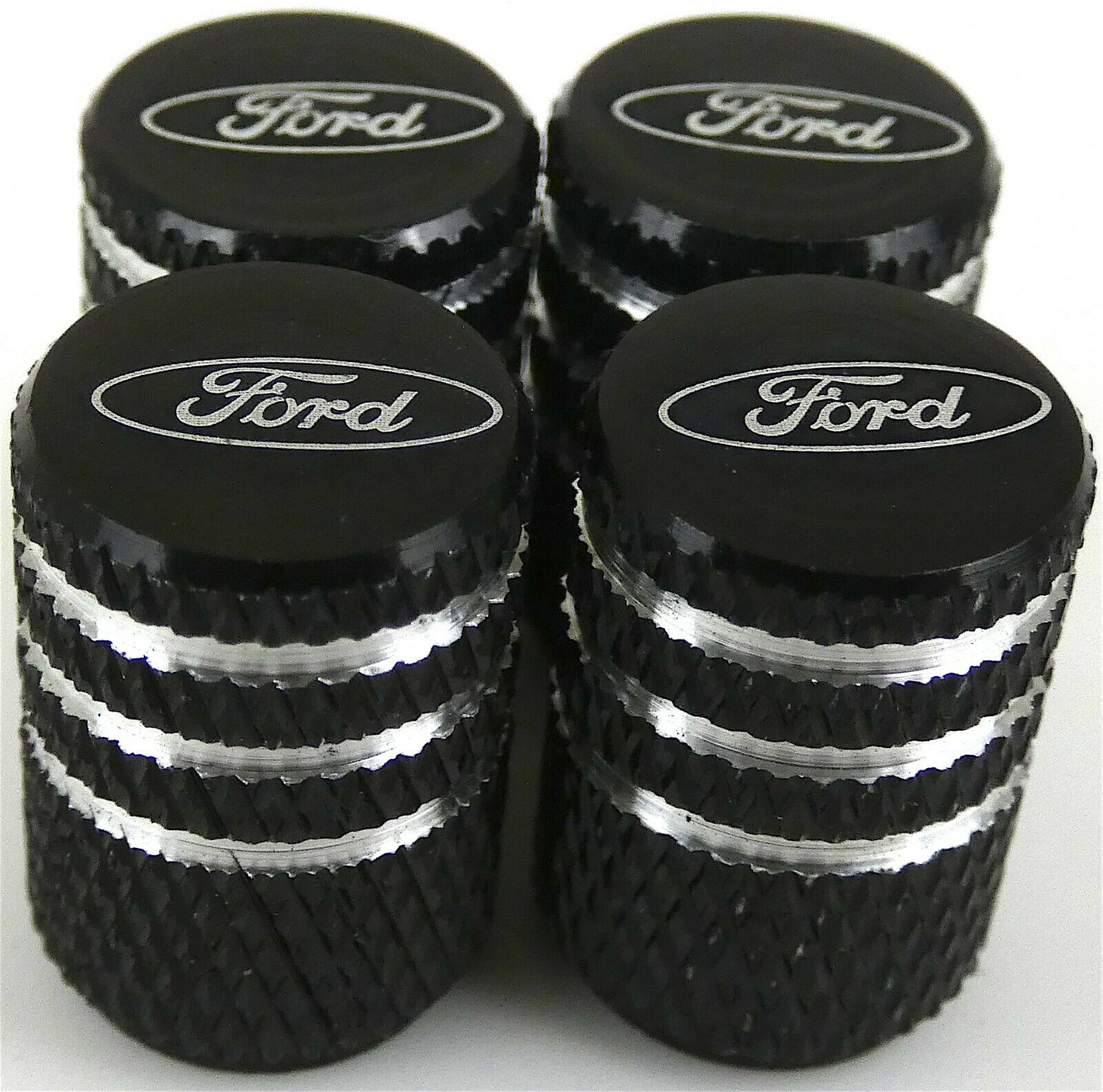 4x Ford Tire Valve Stem Caps For Car, Truck Universal Fitting (black)