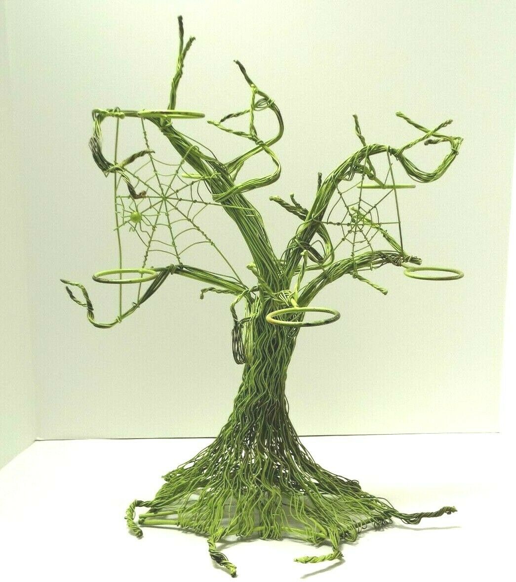 Pottery Barn Halloween Green Spooky Metal Wire Tree Votive Candle Holder