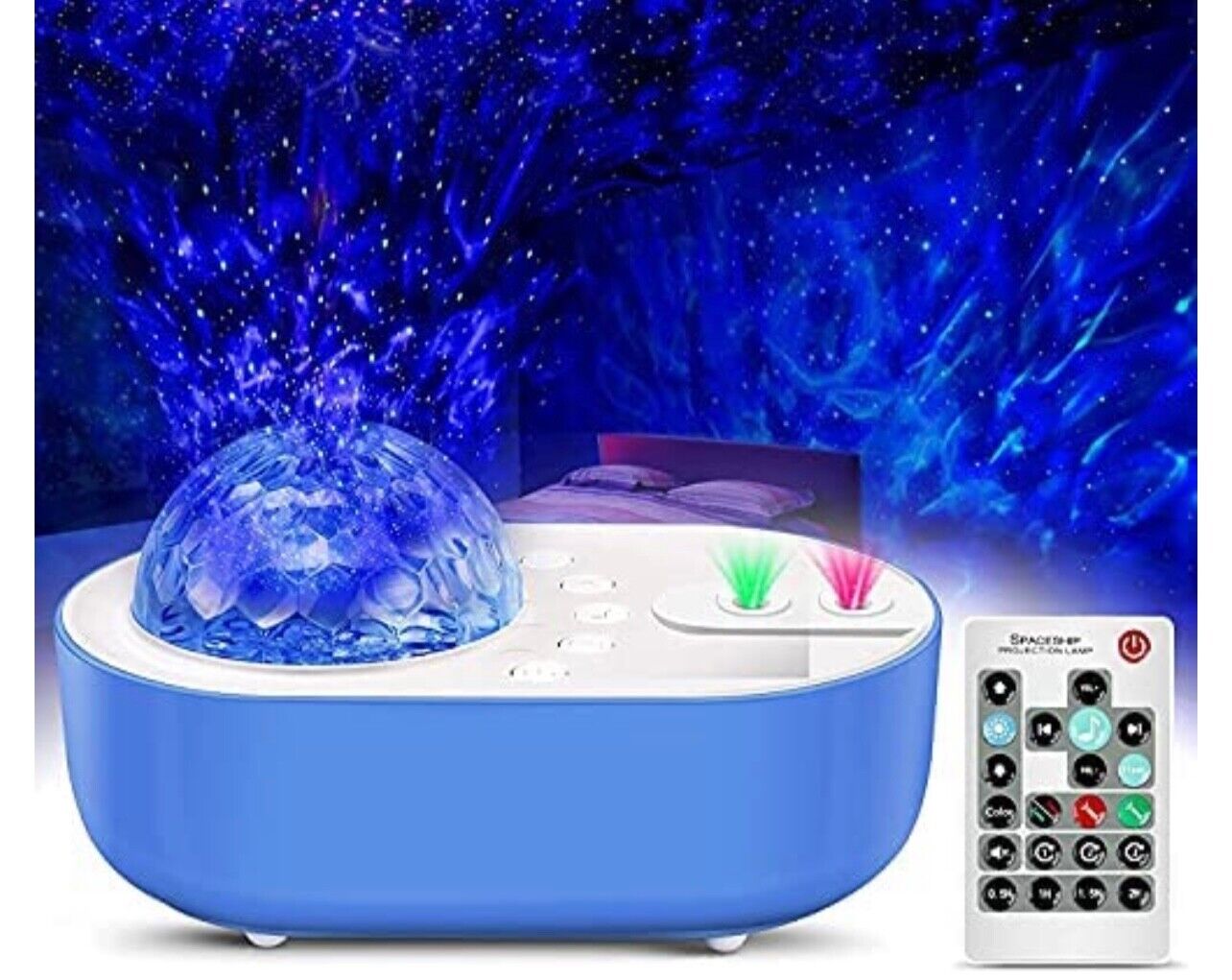 The Spaceship Projection Lamp 10 Colors, 2 Lasers Remote Music Bluetooth Usb