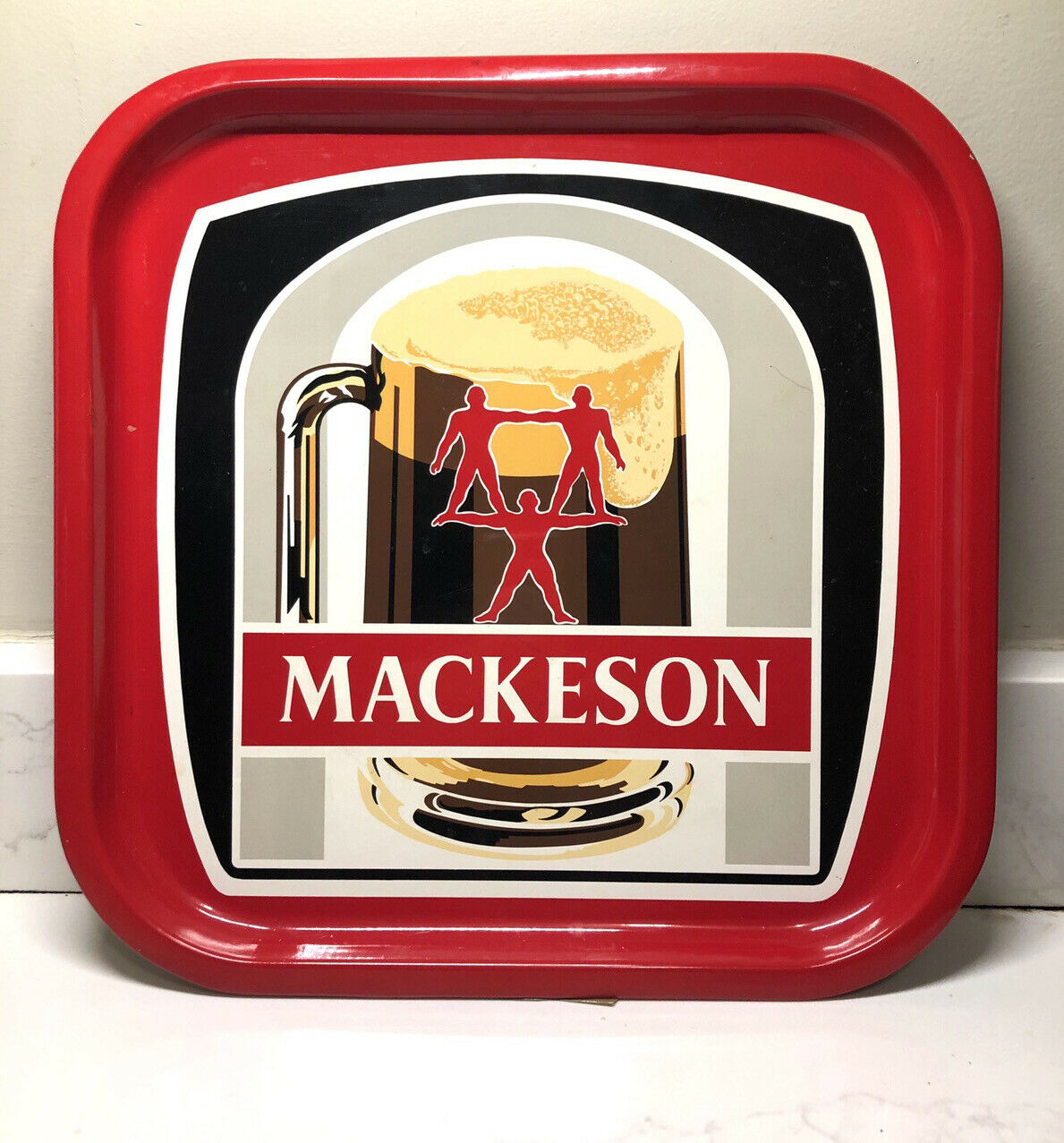 Vintage 1980’s Mackeson Stout Whitbread London England Beer Tray Square 14"x14"