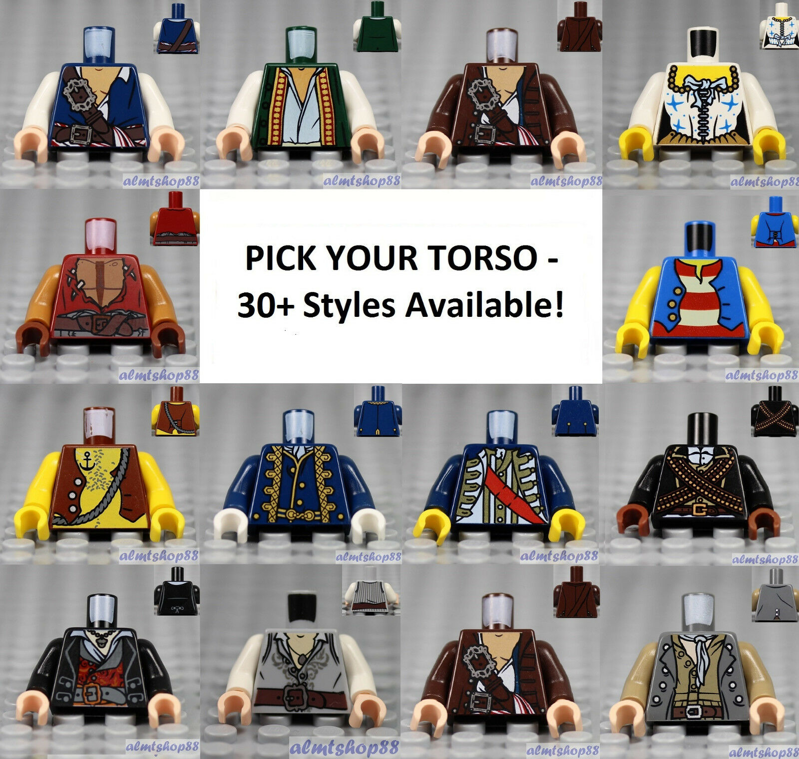 Lego - Torsos Pirates - Pick Your Style - Minifigure Body Parts Arms Hands Poc