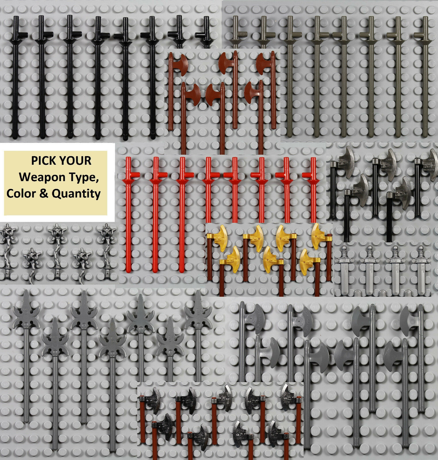 Lego - Pick Your Weapon - Minifigure Castle Knight Viking Medieval Lot Lance Axe