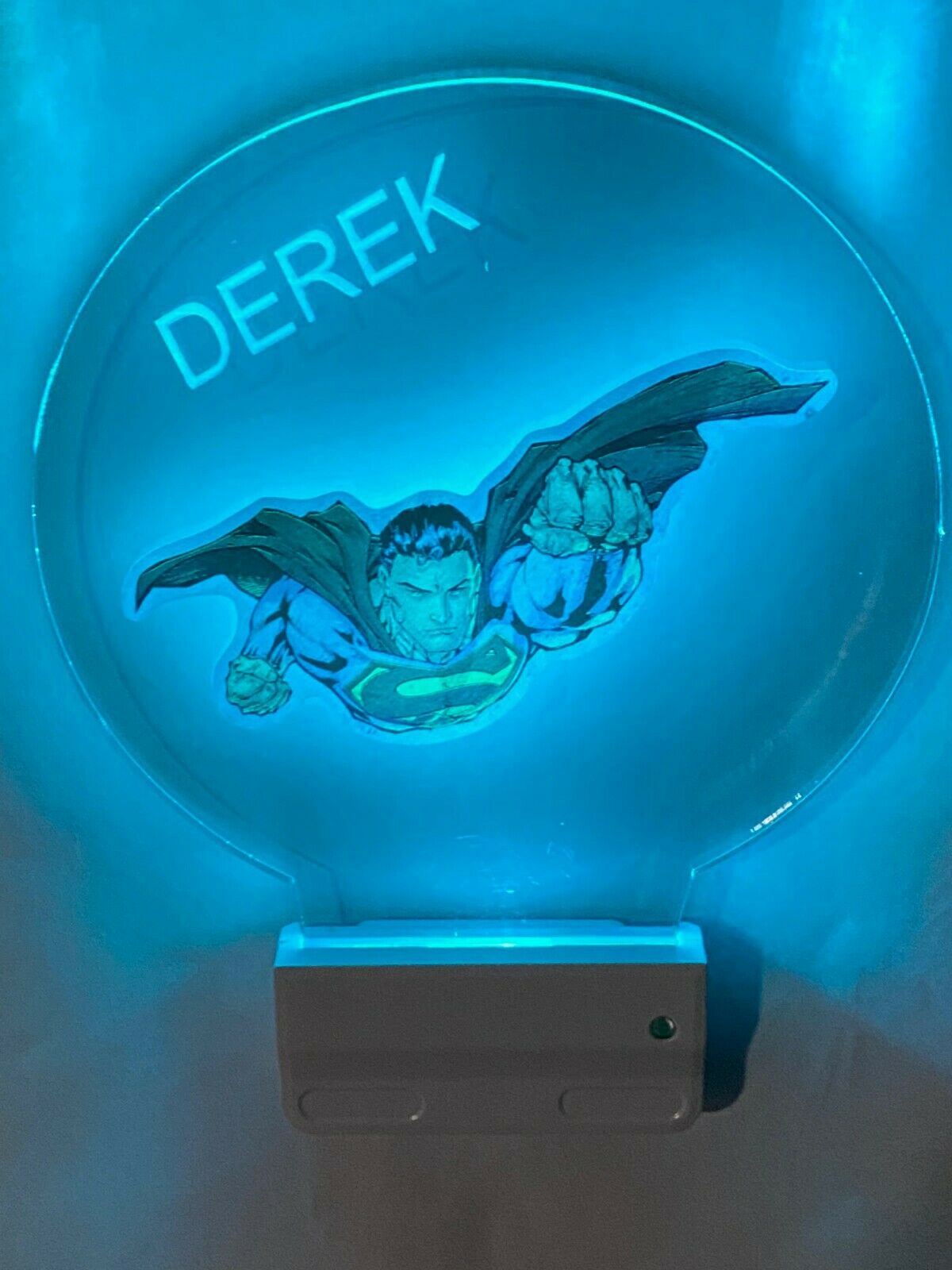 Superman Superheroes Night Light Personalized Led Plug In W/ Dusk To Dawn Sensor