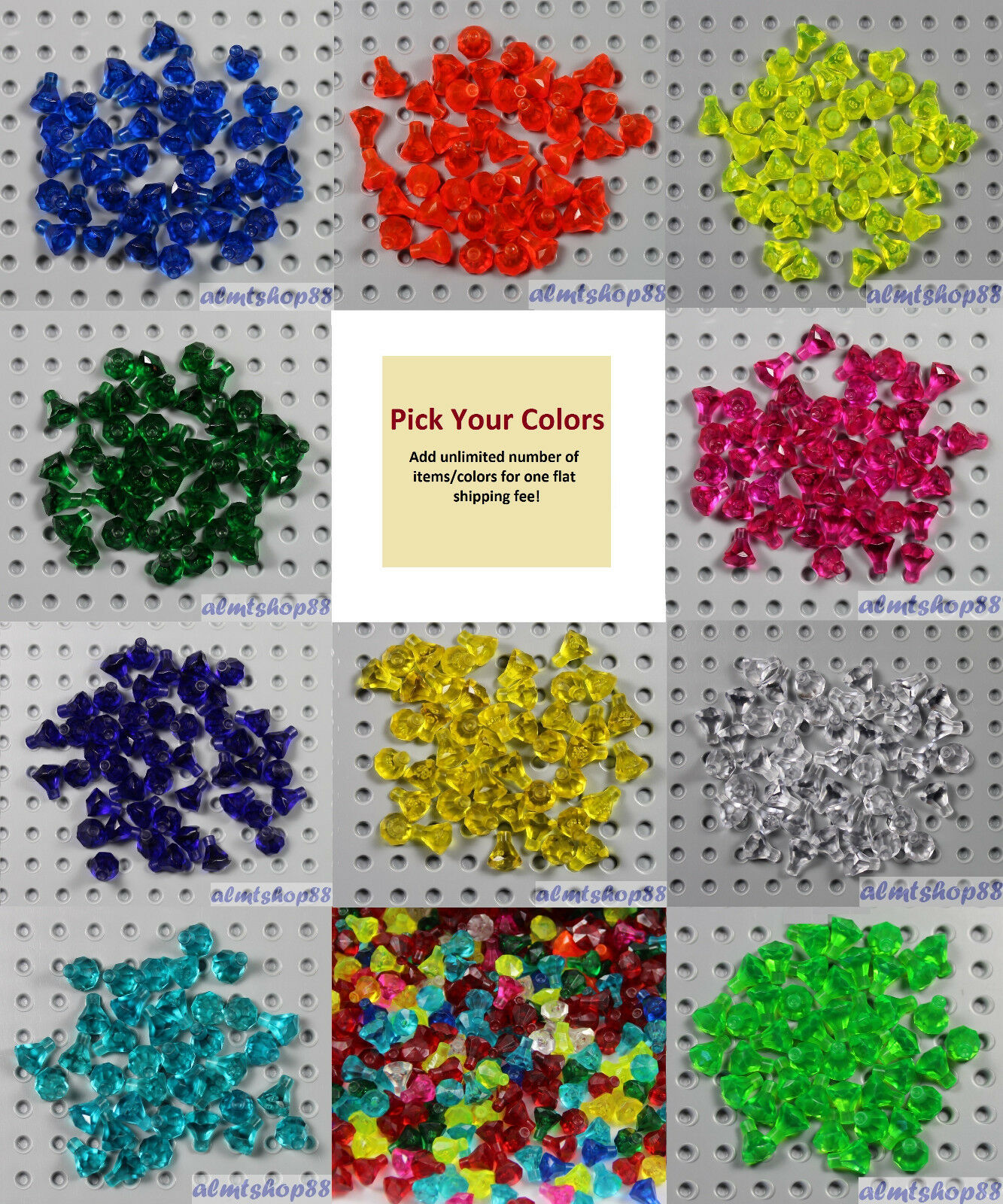 Lego - Gems Jewels Crystals Rocks - Pick Your Colors- Diamond Facet Treasure Lot