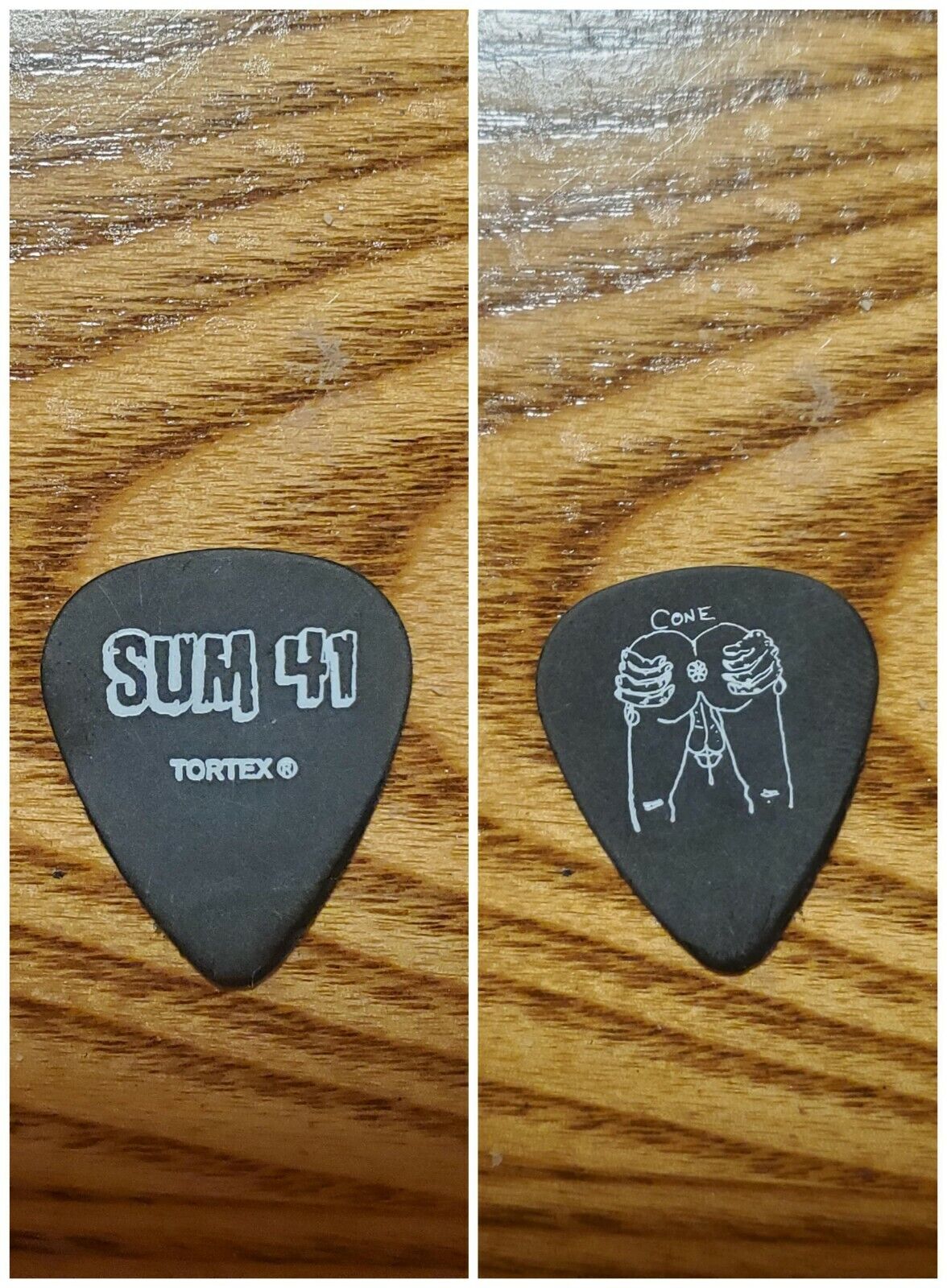 Sum 41 2003 Tour Jason Cone Mccaslin White On Black Band Guitar Pick Pic Sum41